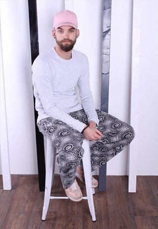VINTAGE 90S PATTERNED CRAZY PRINT TROUSERS. UNISEX. GYM