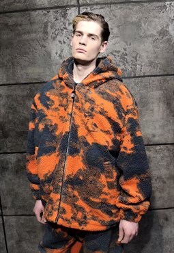 Gradient fleece bomber handmade ty2k camo jacket in orange