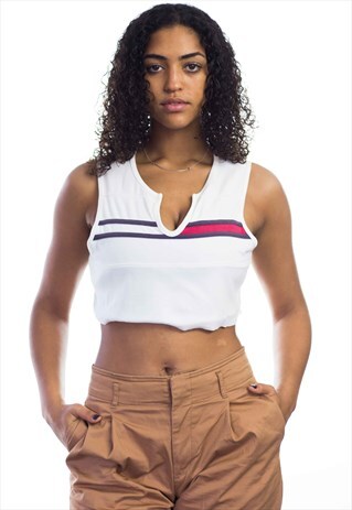 VINTAGE TOMMY HILFIGER LOGO REWORKED CROP TOP 90S XL 2.9