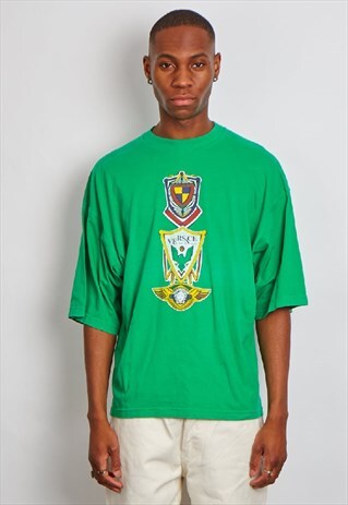 RARE VINTAGE 90'S VERSACE LOGO GREEN T-SHIRT