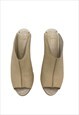 VINTAGE 90S CREAM LEATHER WOODEN MULES