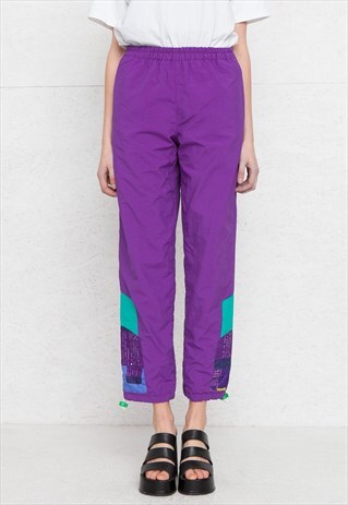 VINTAGE RETRO PURPLE TRACK BOTTOMS JOGGERS