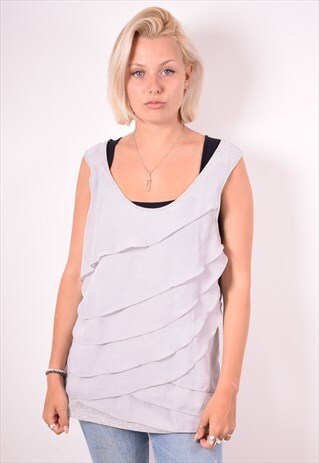 TOMMY HILFIGER WOMENS VINTAGE VEST TOP XL GREY 90S
