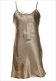Vintage Bronze Snakeskin Shiny Slip Dress - S