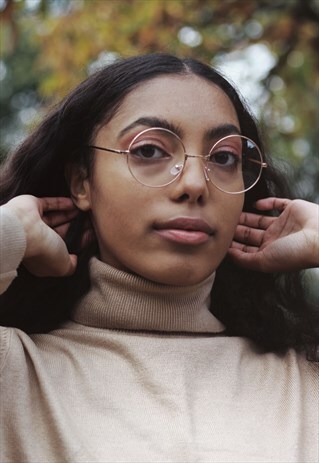 ROSE GOLD CLEAR LENS ROUND GLASSES