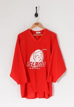Vintage island hockey sports jersey red m- bv10839