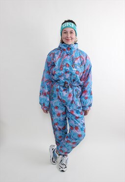 Vintage Women's Ski Jumpsuit - Retro Multicolor Snowsuit 