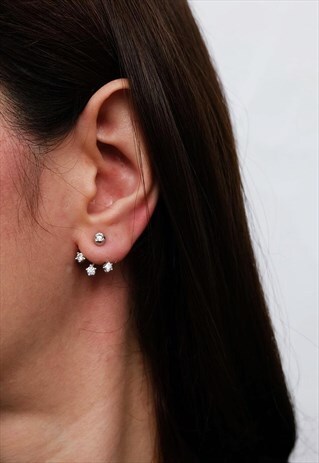 Two Way Cz Jacket Earrings Women Sterling Silver Two Way Cz Jacket Earrings Women Sterling Silver