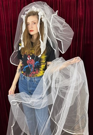 Long Wedding Veil with flower crown, Cathedral veil 