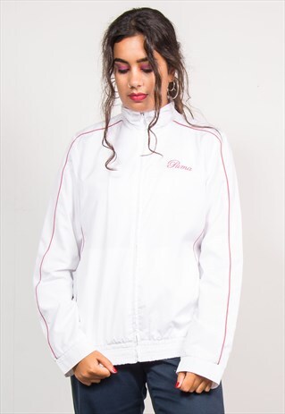 90'S VINTAGE WHITE PUMA TRACKSUIT JACKET TOP