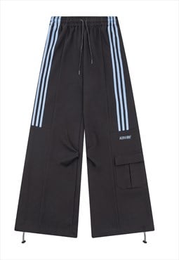 Parachute joggers utility striped pants skate trousers black