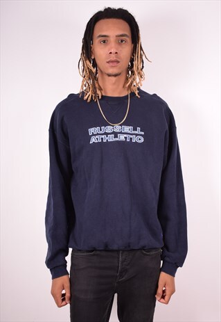 RUSSELL ATHLETIC MENS VINTAGE SWEATSHIRT JUMPER LARGE BLUE 9