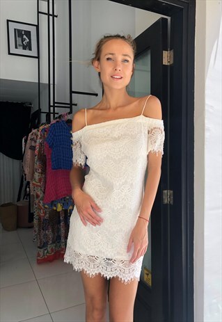 'BELINDA' WHITE MINI LACE DRESS