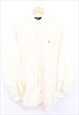 Vintage Ralph Lauren Stripe Shirt Yellow White With Logo 90s