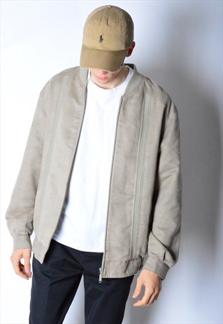 VINTAGE 90S BEIGE VELVETY BOMBER JACKET