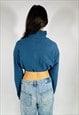 VINTAGE SIZE L NORTH FACE REWORK CROP SWEATSHIRT IN BLUE