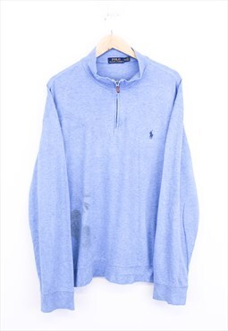 Vintage Ralph Lauren Sweatshirt Blue Quarter Zip With Logo