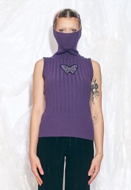 Vintage Y2K Reworked Purple Top with Eat Acid Butterfly