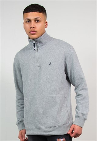 NAUTICA GREY QUARTER ZIP SWEATSHIRT
