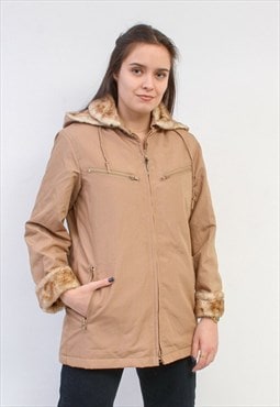 LONDON FOG Women's S Parka Jacket Coat Faux Fur Insulate Zip