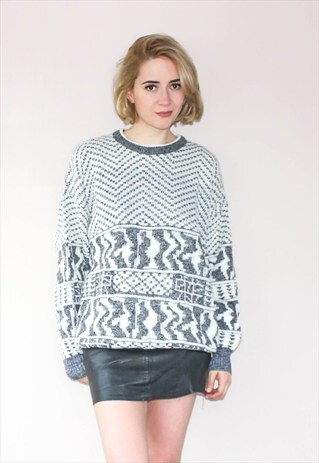 RETRO COTTON KNITTED PATTERNED WOOL SWEATER