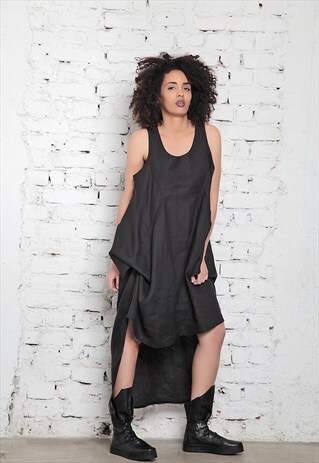 SUMMER LINEN DRAPPED DRESS