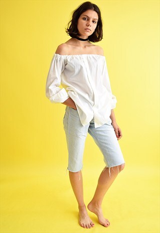 90'S MINIMALIST CUSTOMIZED OFF-SHOULDER SCANDI BESPOKE SHIRT