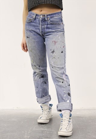 VINTAGE LEVI'S 501 BLUE PAINT MOM JEANS