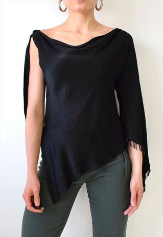 SILKY TRUE VINTAGE 90S Y2K A-SYMMETRICAL OFF SHOULDER TOP