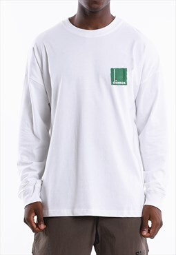 White Logo Heavy Cotton long sleeve T shirt tee Y2k