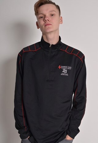 VINTAGE NIKE 1/4 ZIP SWEATSHIRT JUMPER BLACK