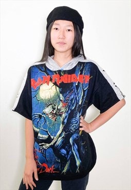 Vintage 90s Iron Maiden Fear of the dark hooded t-shirt 