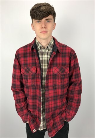 VINTAGE TIMBERLAND QUILTED FLANNEL OVERSHIRT JACKET