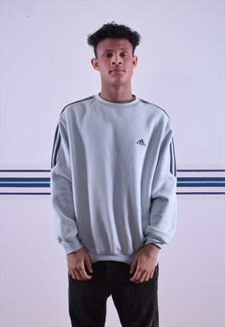 LIGHT BLUE ADIDAS EMBROIDERED SWEATSHIRT