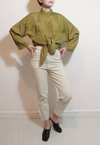 GREEN VISKOSE SHIRT WITH BEAUTIFUL SLEEVES