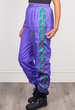 VINTAGE 90'S COLOURFUL HIGH WAIST SHELL TRACKSUIT BOTTOMS