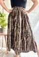 VINTAGE LEOPARD ANIMAL PRINT 80'S PLEATED MIDI SKIRT