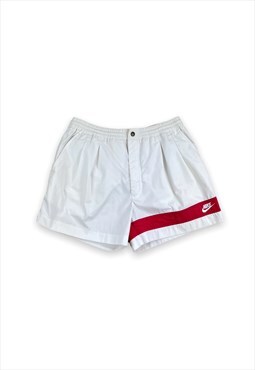 Nike Vintage 90s White Shorts With Red Detail