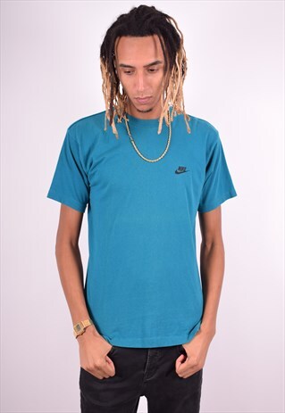 NIKE MENS VINTAGE T-SHIRT TOP LARGE BLUE 90'S