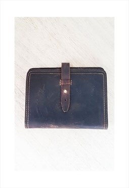 Nubuck Leather Vertical Men's Leather Brown Bifold Wallet