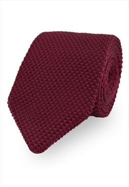 Wedding Handmade Polyester Knitted Tie In Burgundy Red