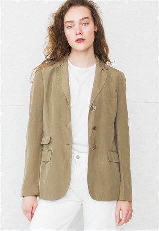 VINTAGE BEIGE HUGO BOSS BUTTON CLOSURE BLAZER JACKET
