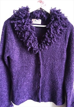 Vintage Purple Fringe Cardigan, 90s Trend