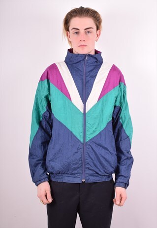 MENS VINTAGE TRACKSUIT TOP JACKET MEDIUM MULTI 90S