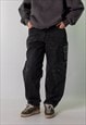 BLACK 90S HUGO BOSS  CARGO SKATER TROUSERS PANTS JEANS