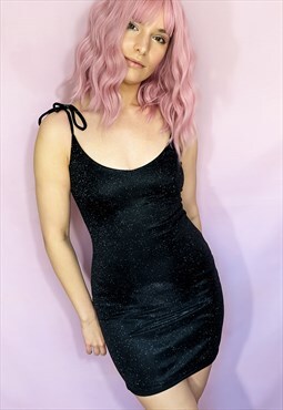 Black Glitter Mini Bodycon Dress 