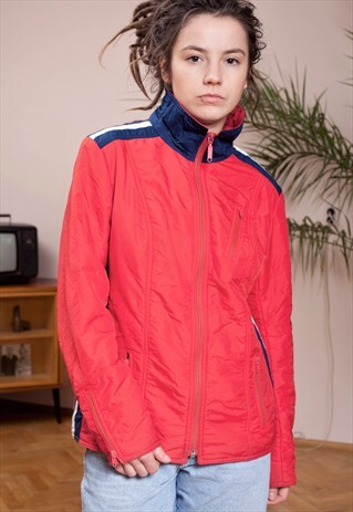 1970S, RED, PUFFY QUILTED, SKI JACKET