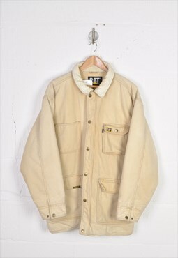 Vintage CATERPILLAR Workwear Jacket Beige Large