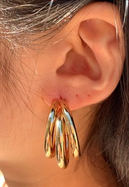 Cluster Tube Hoop Earrings Gold