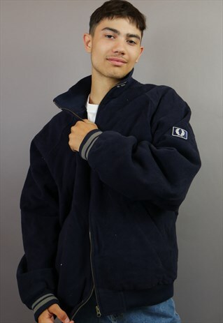 NAVY FRED PERRY WOOLEN BOMBER JACKET